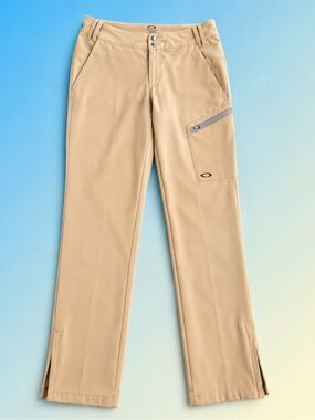 Oakley Women’s Golf Pants Tan Stretch Zip Ankle Performance Size 4